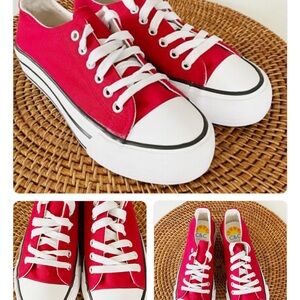 C.C Red and White Athletic Shoes